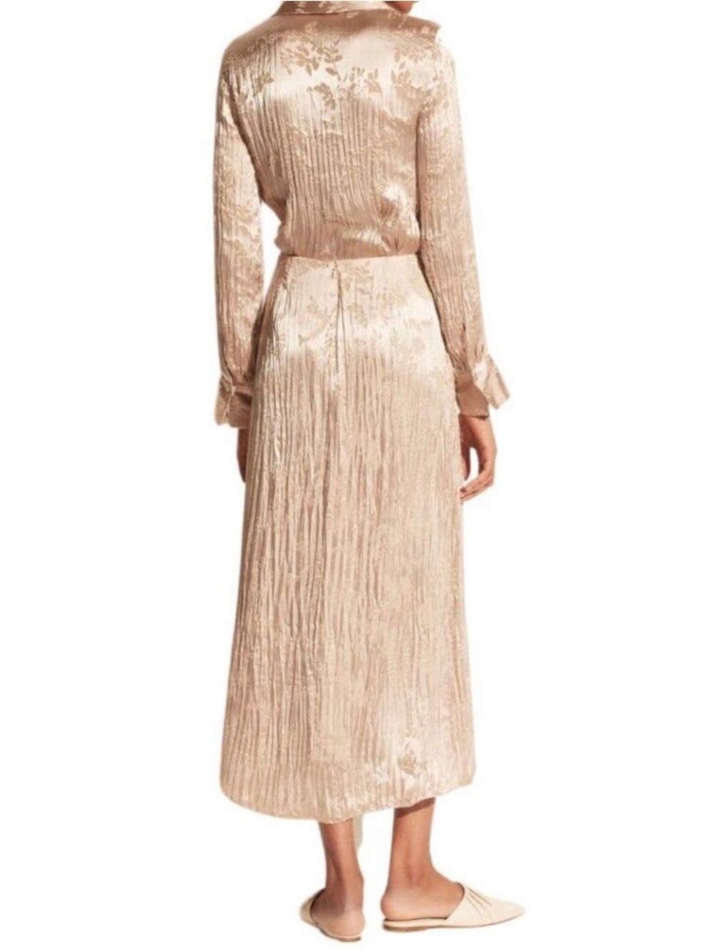 Vince Burnout Silk Asymmetric Drape Midi Skirt in Cream Ivory - Picture 3 of 12